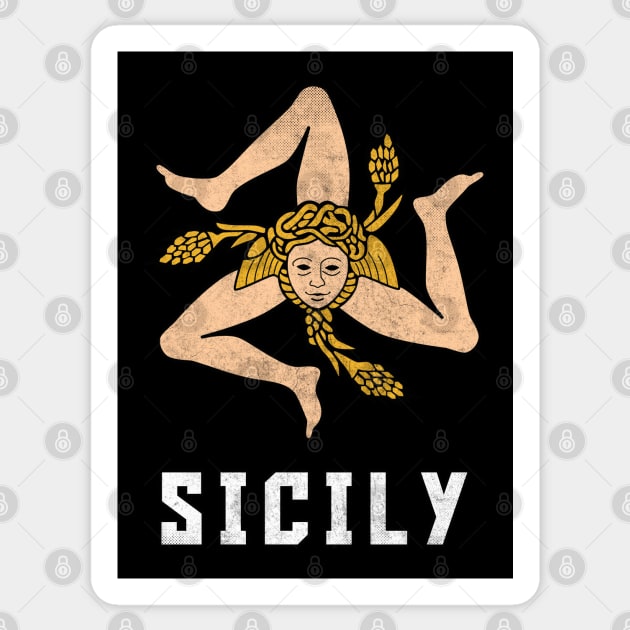 Sicily / Vintage Style Flag Design Sticker by DankFutura